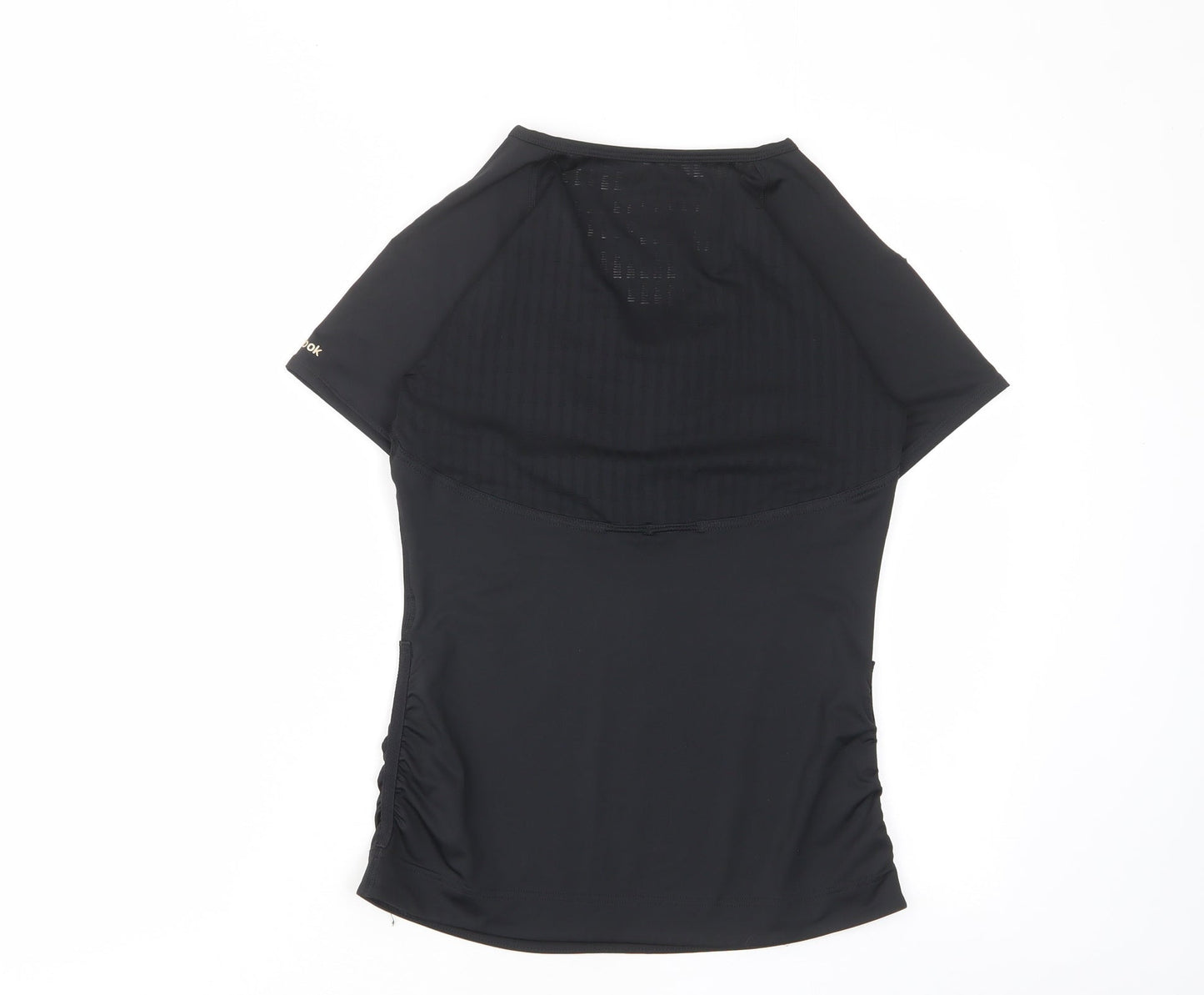 Reebok Womens Black Polyester Basic T-Shirt Size S V-Neck Pullover