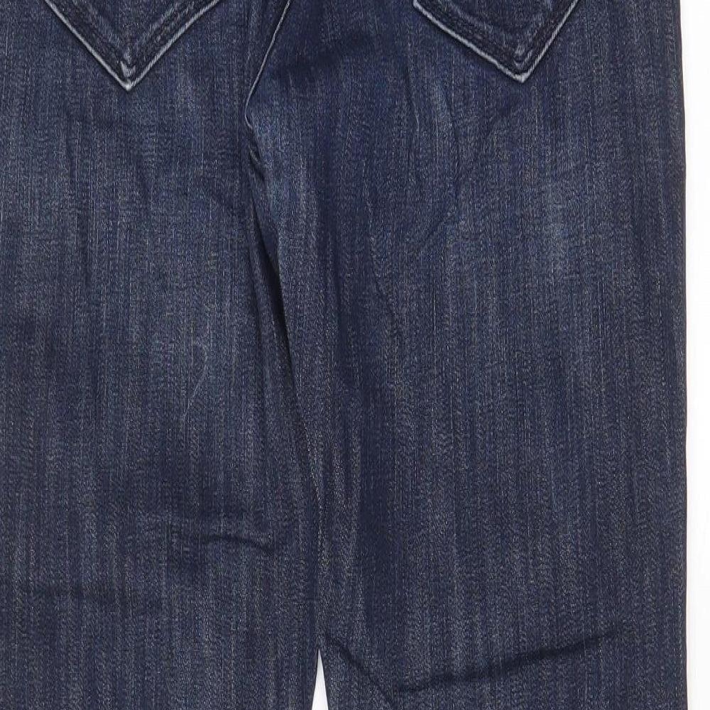 Brand and care label for BDG women’s blue cotton skinny jeans, size UK 26, in, 28-inch leg regular zip - pockets