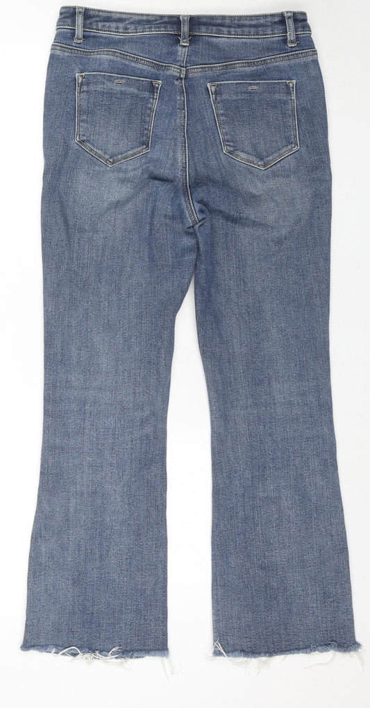 Marks and Spencer Womens Blue Cotton Straight Jeans Size 29 in L26 in Regular Zip