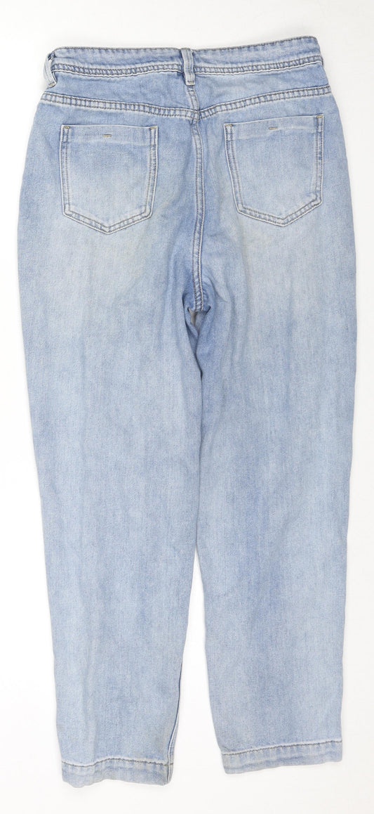 Eifini Womens Blue Cotton Straight Jeans Size L L24 in Regular Zip
