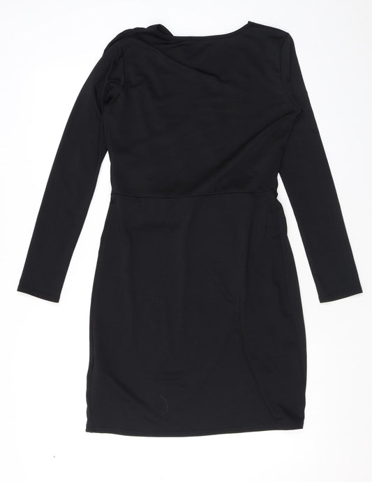 Robyn Womens Black Polyester Bodycon Size 12 V-Neck Pullover