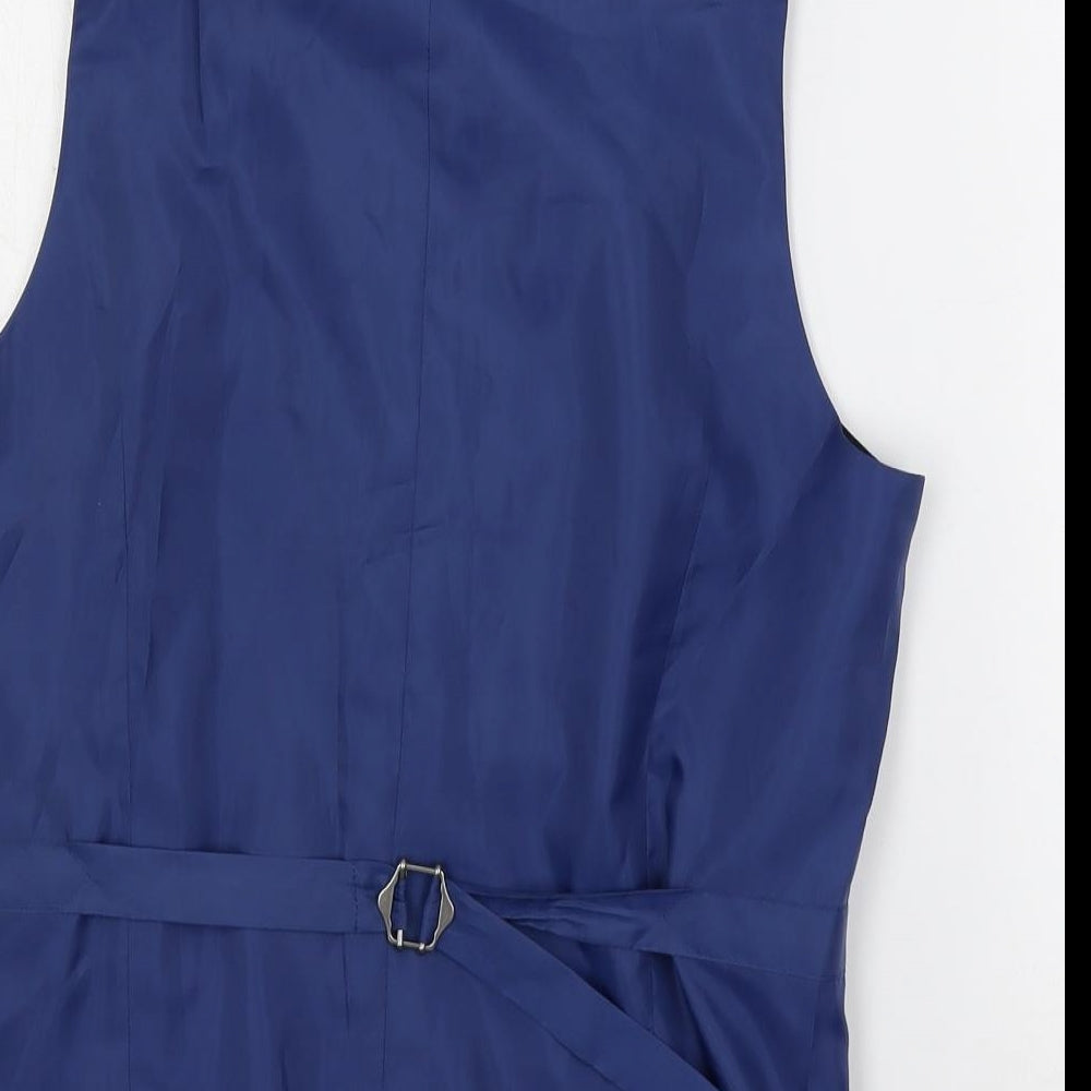 Marks and Spencer Mens Blue Polyester Jacket Suit Waistcoat Size 38 Regular