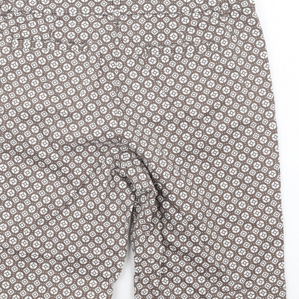 St. John's Bay Womens Brown Geometric Cotton Bermuda Shorts Size 8 L11 in Regular Zip