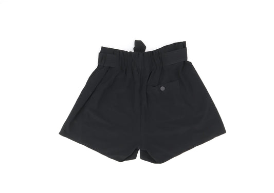 Oathleta Womens Black Polyester Paperbag Shorts Size 6 L4 in Regular Zip - Belted