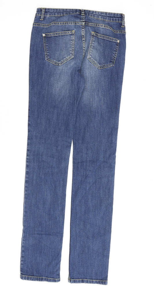 R Essentiel Womens Blue Cotton Straight Jeans Size 8 L33 in Regular Zip