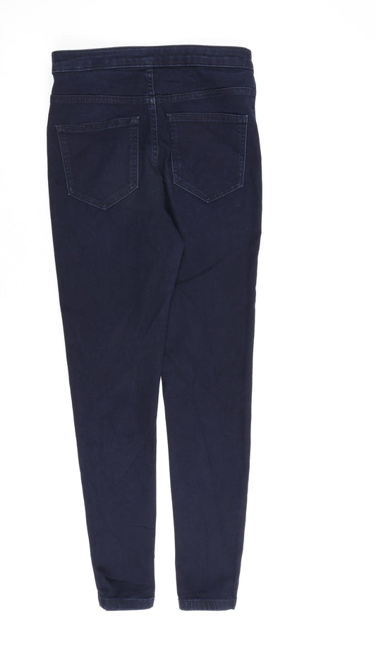Marks and Spencer Womens Blue Cotton Skinny Jeans Size 10 L27 in Regular Zip