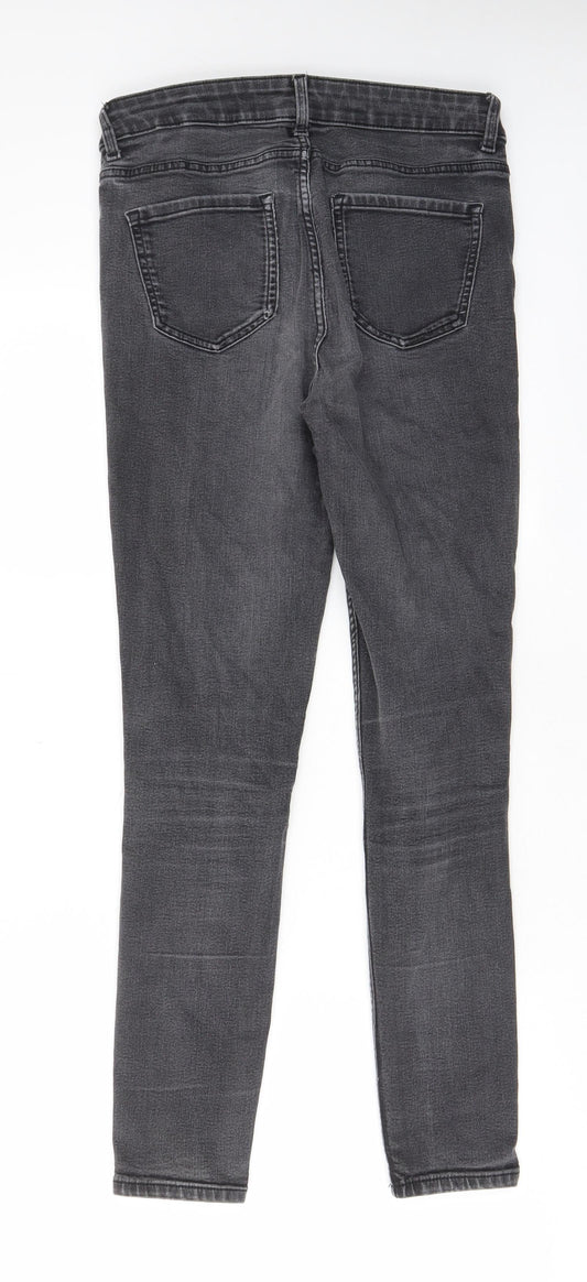 Marks and Spencer Womens Grey Cotton Skinny Jeans Size 10 L27 in Regular Zip - Pockets