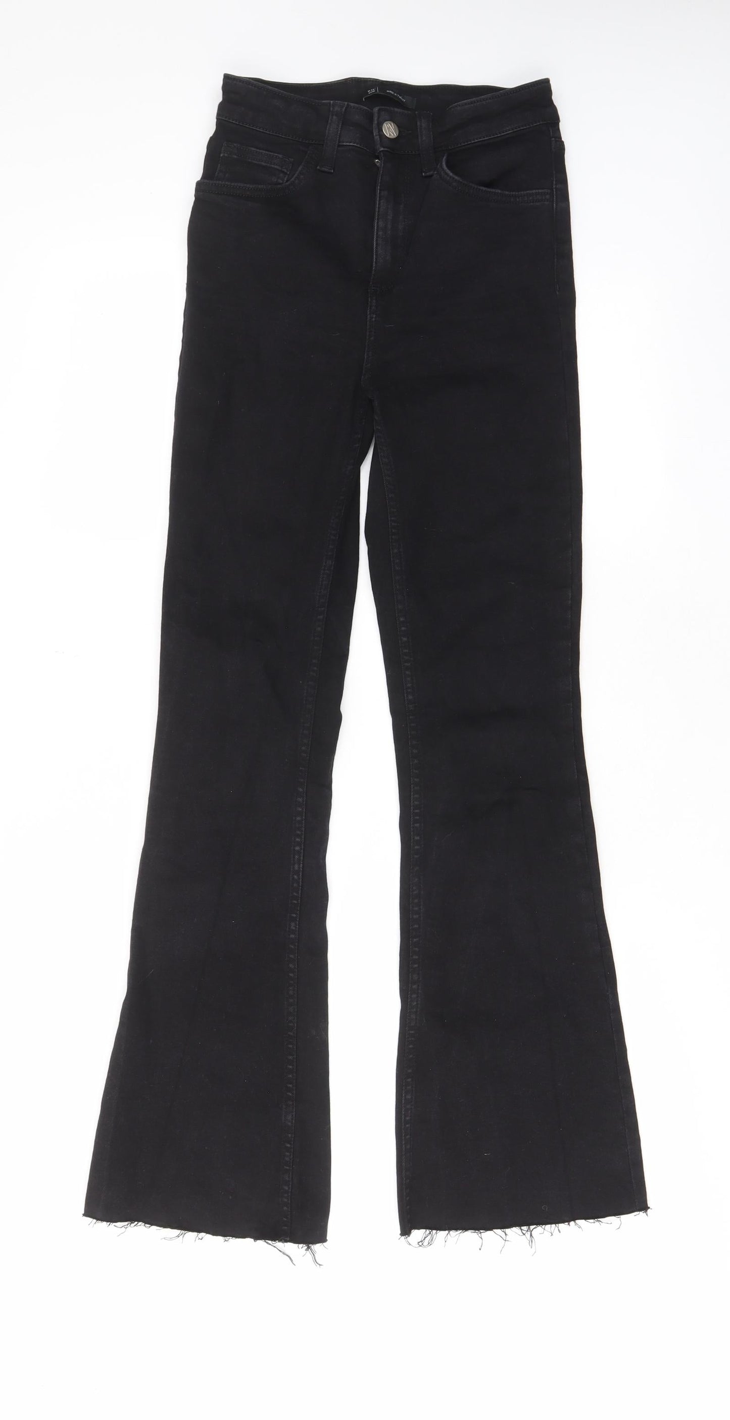Reclaimed Vintage Womens Black Cotton Bootcut Jeans Size 26 in L29 in Regular Zip - Pockets