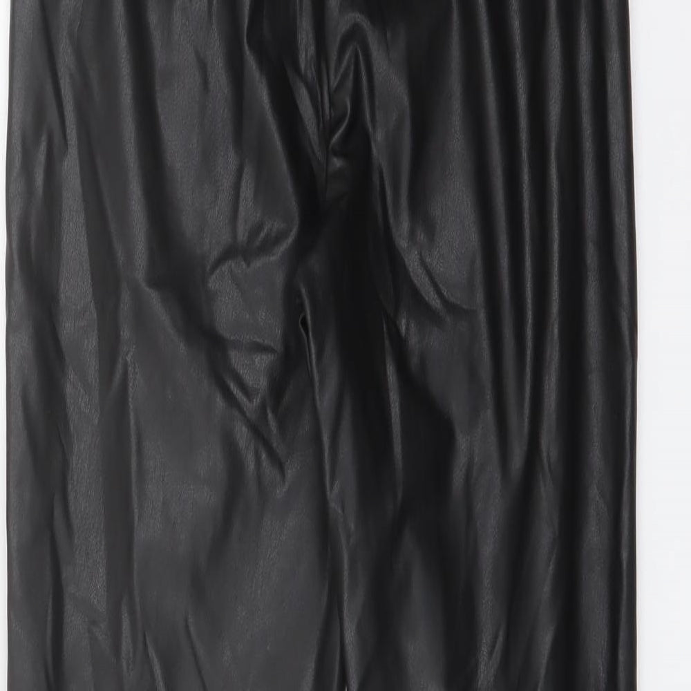 Marks and Spencer Womens Black Polyester Trousers Size 6 L25 in Regular