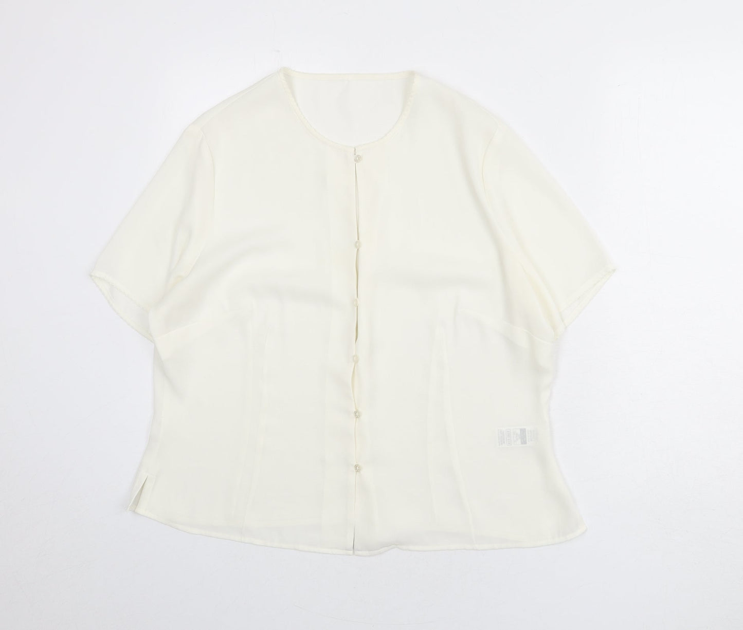 St Michael Womens Ivory Polyester Basic Button-Up Size 20 Round Neck - Lace Trim