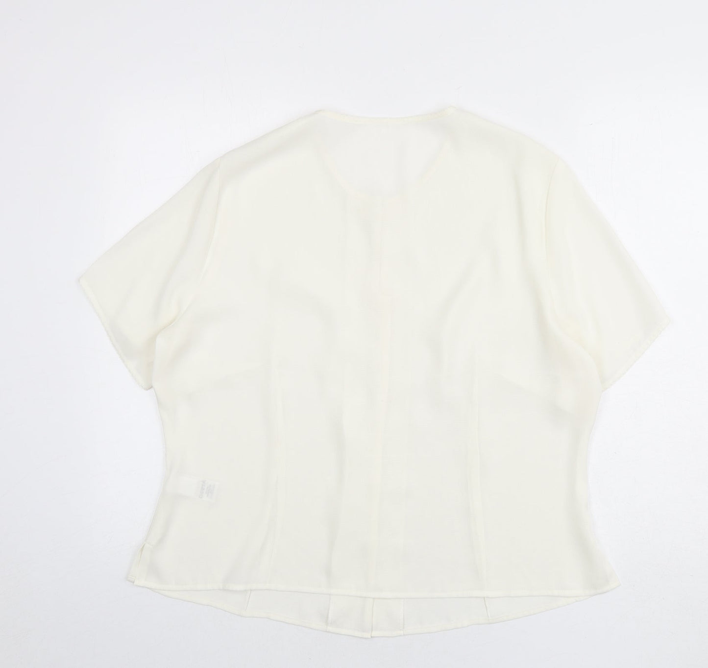 St Michael Womens Ivory Polyester Basic Button-Up Size 20 Round Neck - Lace Trim