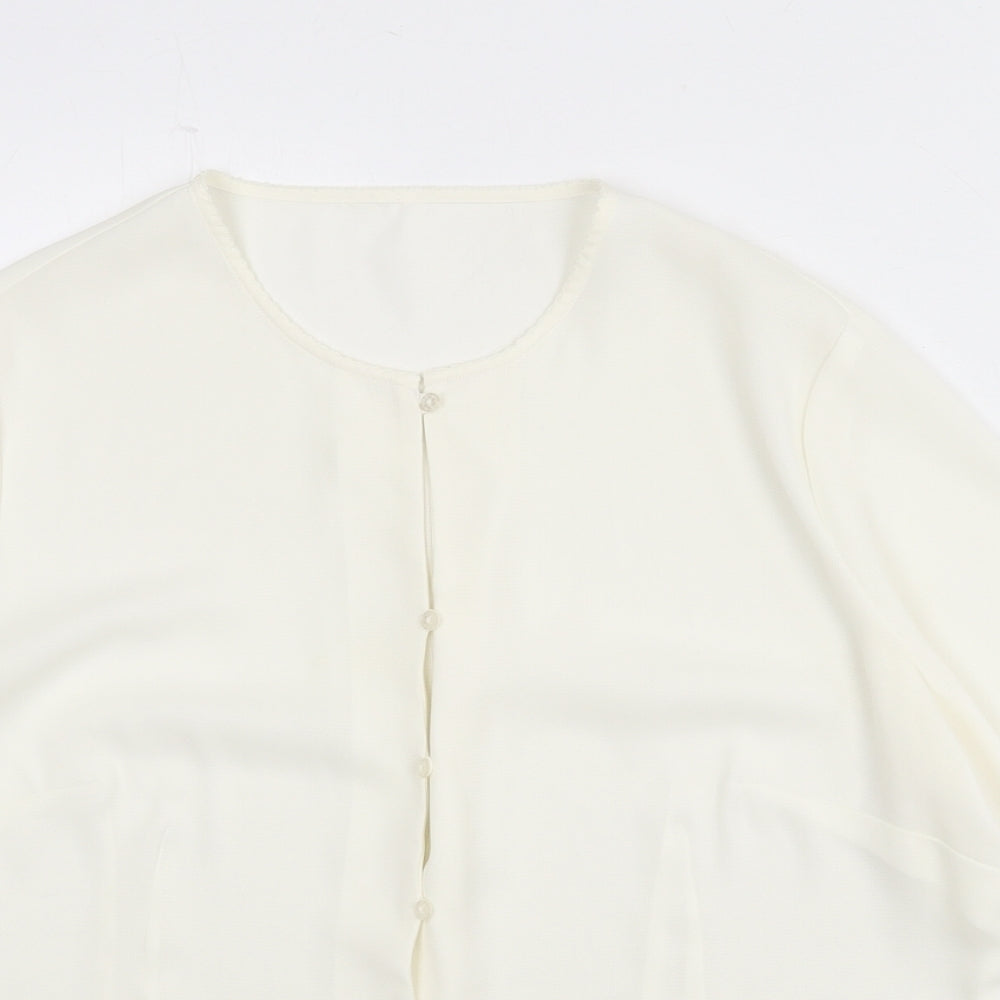 St Michael Womens Ivory Polyester Basic Button-Up Size 20 Round Neck - Lace Trim