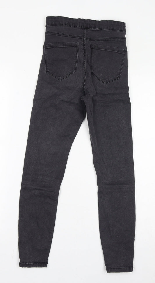 Denim & Co. Womens Grey Cotton Skinny Jeans Size 6 L25 in Regular Zip