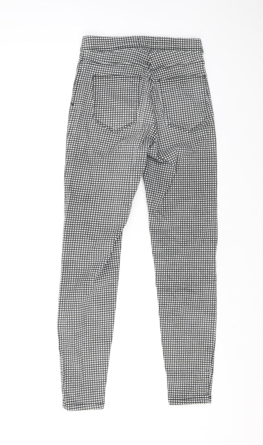 Bershka Womens Black Check Cotton Jegging Jeans Size 6 L25 in Regular Zip