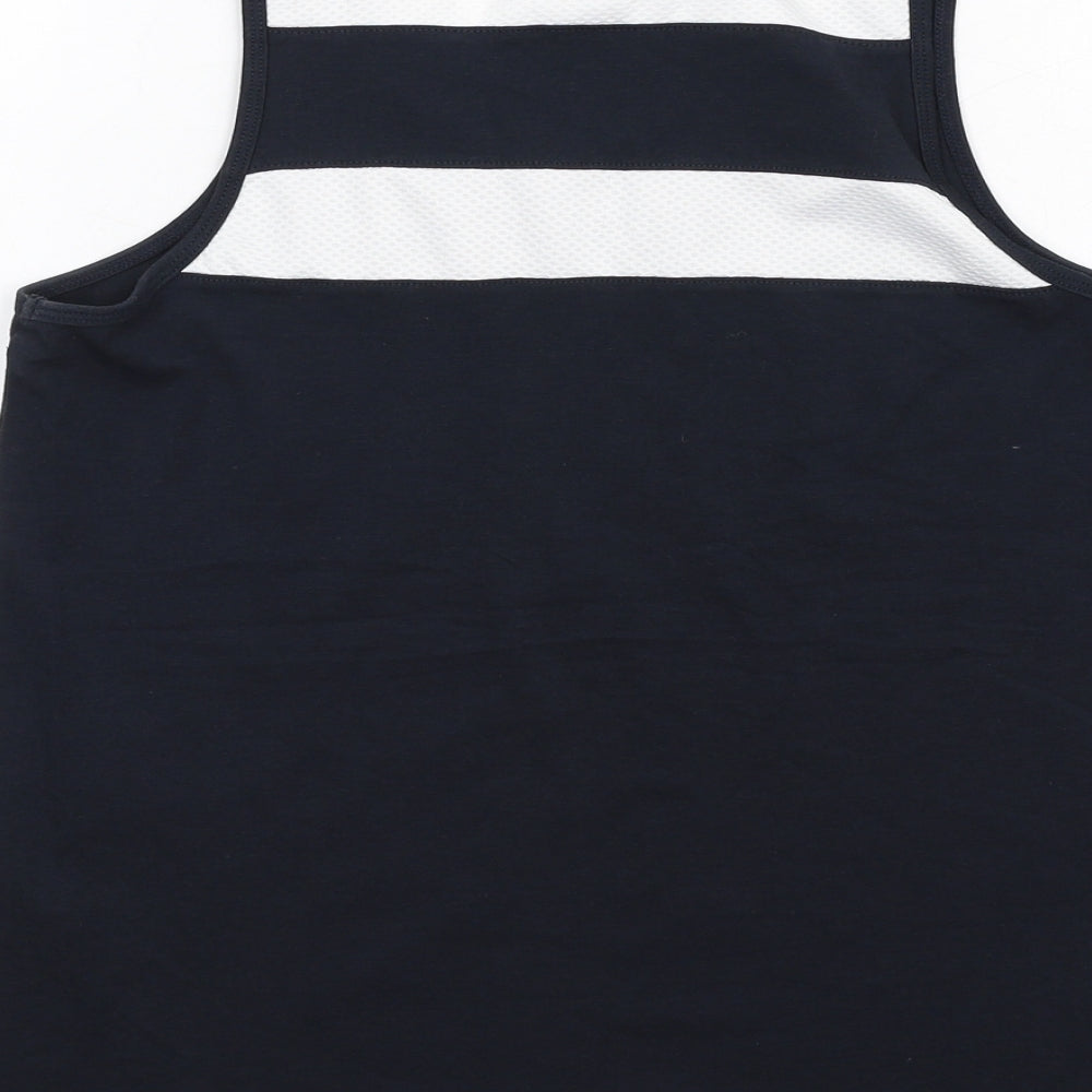 Brand and care label for ESPRIT women’s black cotton basic tank, size S, round neck