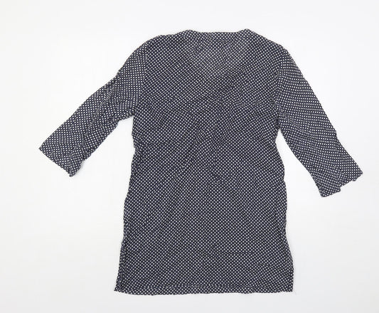Gap Womens Blue Geometric Cotton Tunic Blouse Size XS V-Neck
