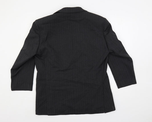 Executex Mens Grey Striped Polyester Jacket Suit Jacket Size 40 Regular