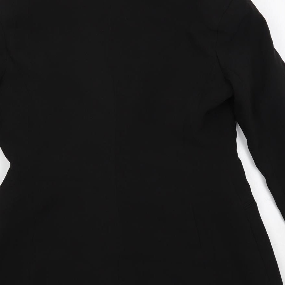 Brand and care label for ASOS women’s black jacket blazer, size UK 12, button