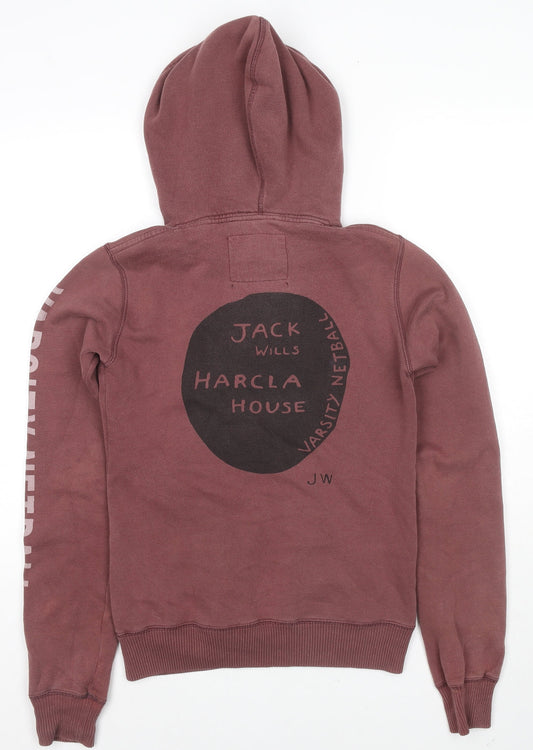 Jack Wills Womens Brown Cotton Pullover Hoodie Size 8 Pullover