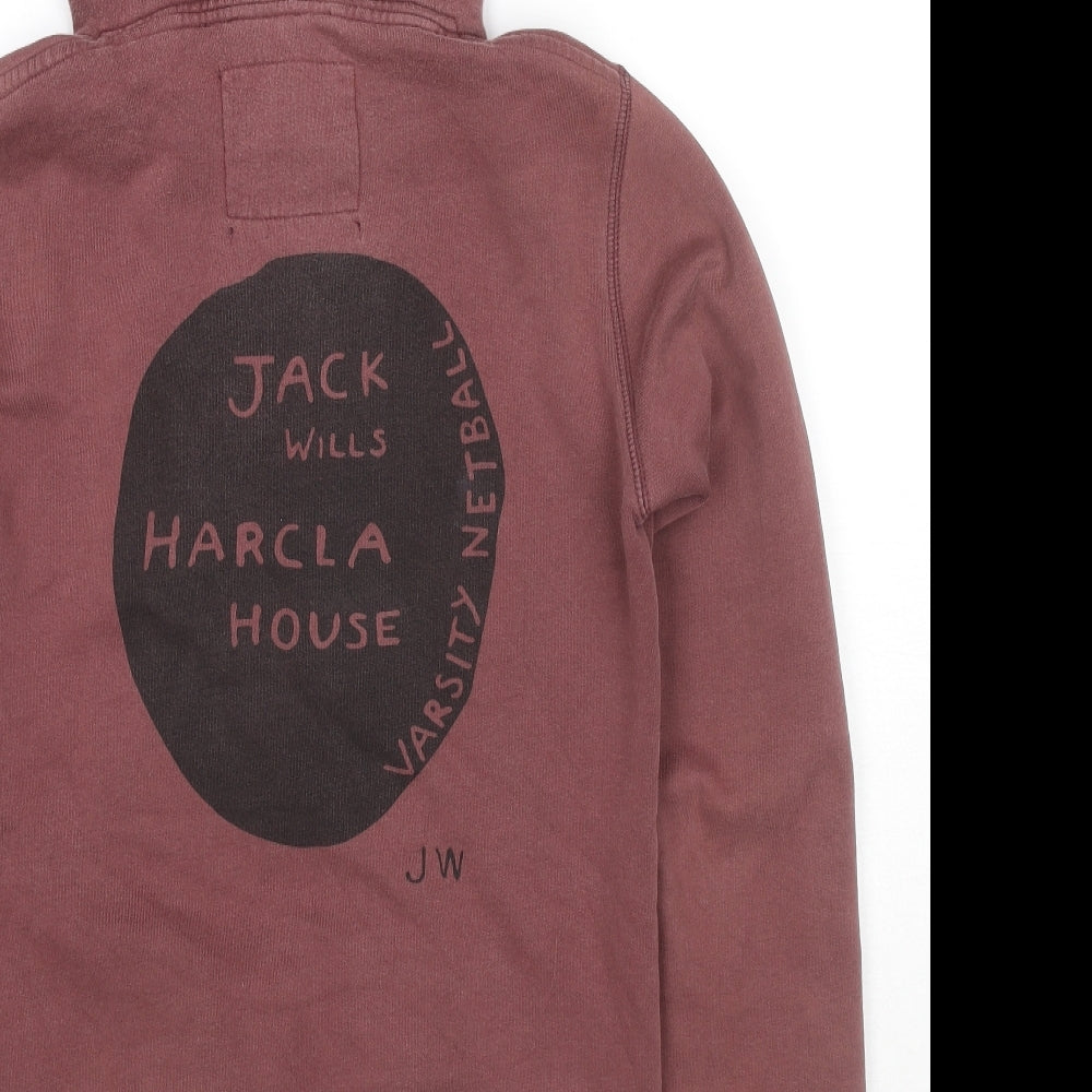 Jack Wills Womens Brown Cotton Pullover Hoodie Size 8 Pullover