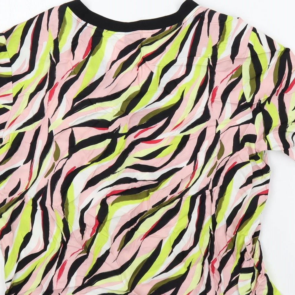 Marks and Spencer Womens Multicoloured Geometric Cupro Basic Blouse Size 10 V-Neck