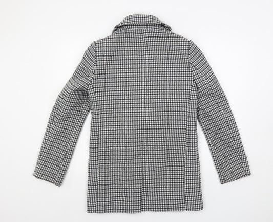 Marks and Spencer Womens Grey Geometric Pea Coat Coat Size 6 Button