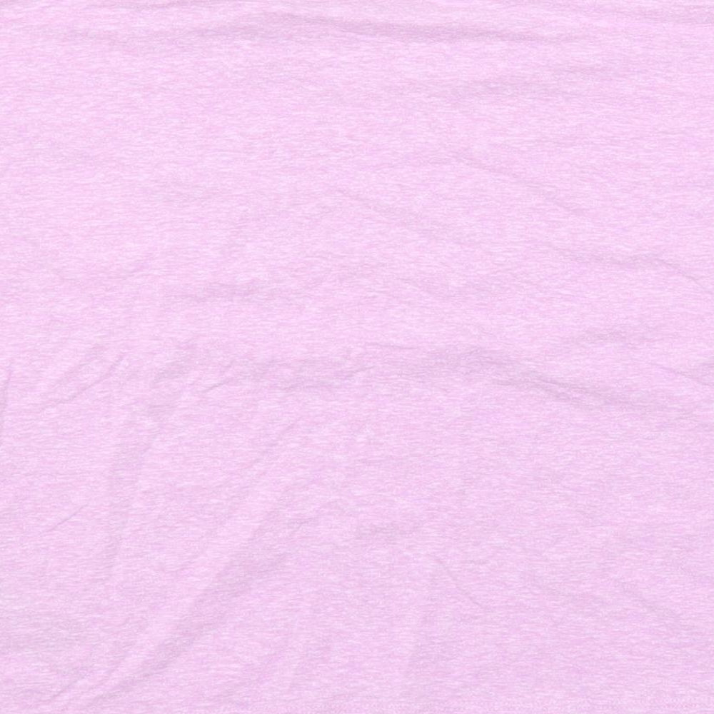 Brand and care label for Marks & Spencer girls’ pink polyester pullover t-shirt, years crew neck pullover - tie front detail