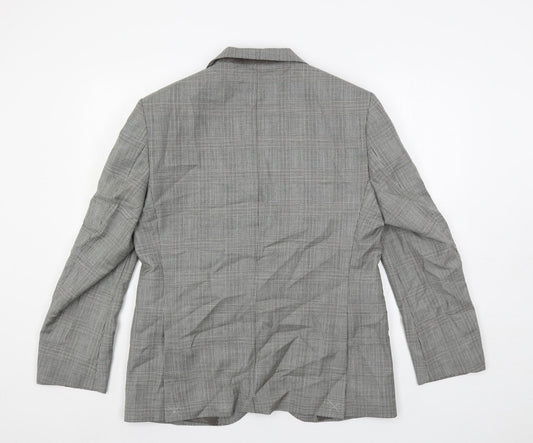 Marks and Spencer Mens Grey Plaid Wool Jacket Suit Jacket Size 40 Regular