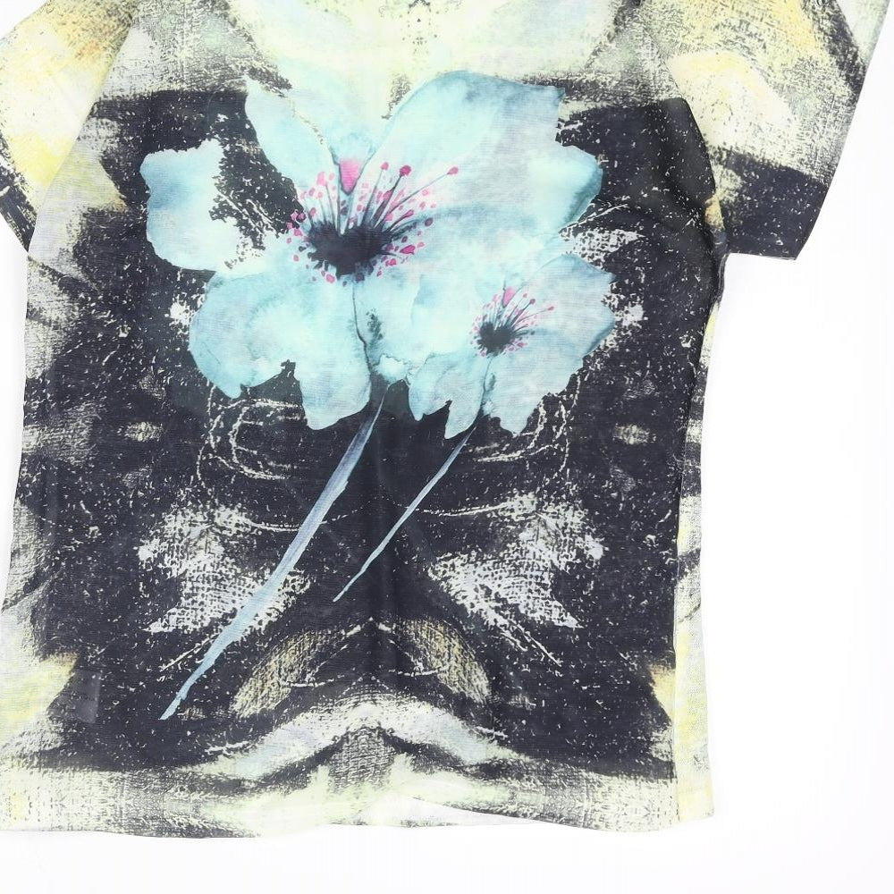 BASSINI Womens Multicoloured Polyester Basic Blouse Size M Round Neck - Floral Print