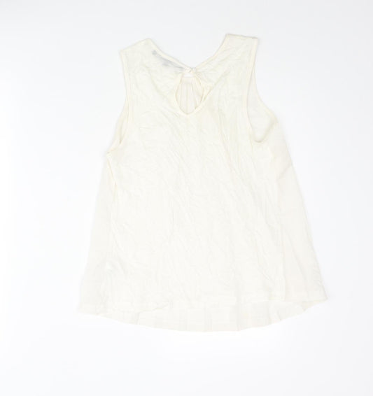 French Connection Womens Ivory Polyester Camisole Blouse Size S Round Neck - Pleated
