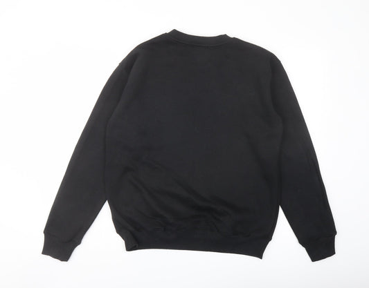 PRETTYLITTLETHING Mens Black Cotton Pullover Sweatshirt Size S