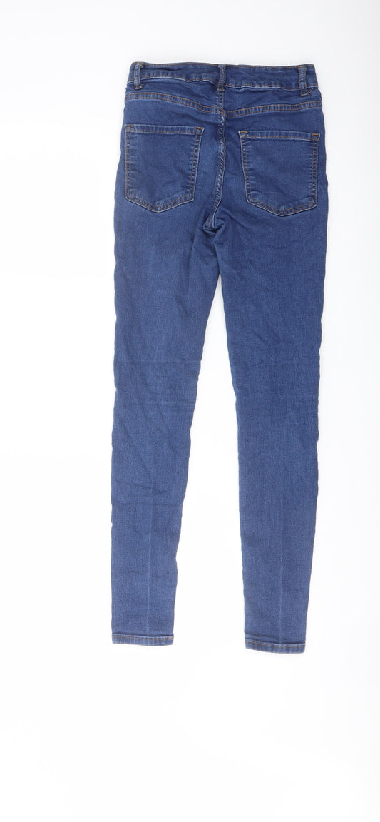 Denim & Co. Womens Blue Cotton Skinny Jeans Size 8 L27 in Regular Button