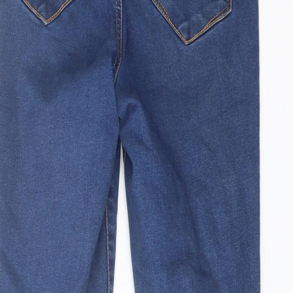 Brand and care label for Denim & Co. women’s blue cotton jegging jeans, size UK 8, 26-inch leg regular button