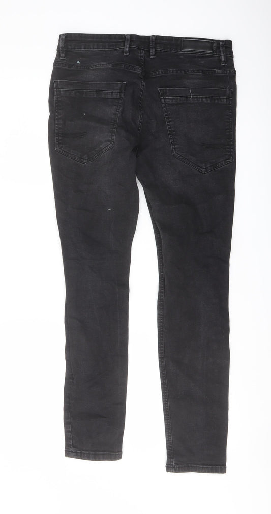 RESERVED Mens Black Cotton Straight Jeans Size 30 in L30 in Regular Button
