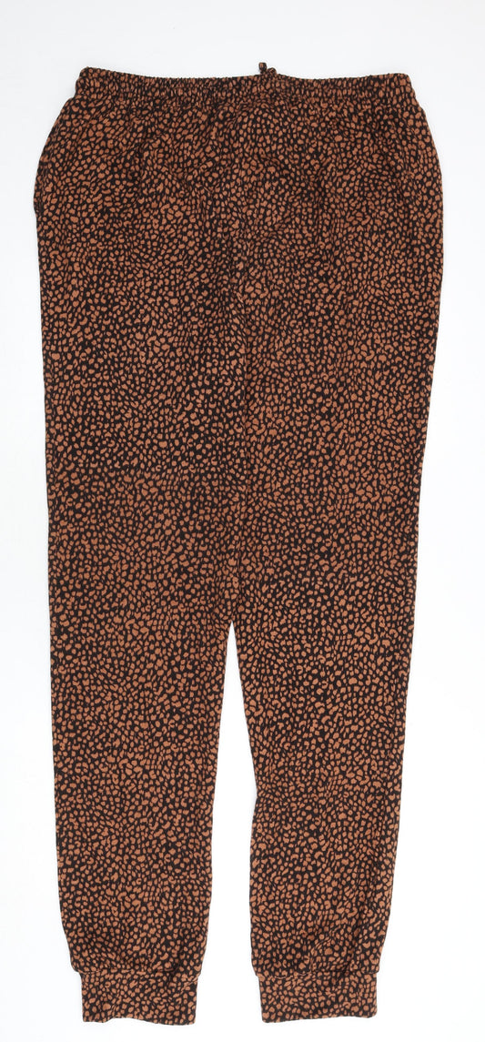 LTS Womens Brown Geometric Polyester Jogger Trousers Size 18 L37 in Regular