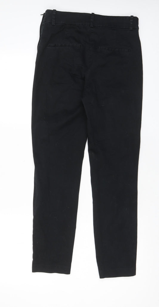 H&M Womens Black Cotton Chino Trousers Size 28 in L27 in Regular Zip