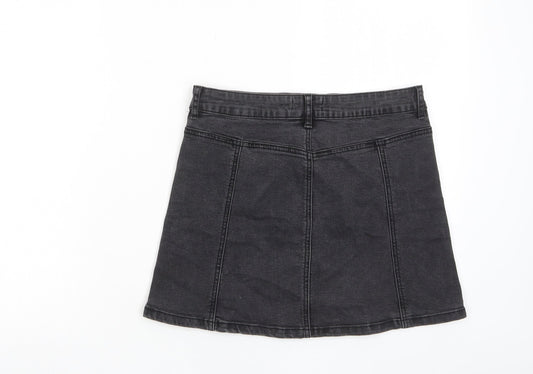 FOREVER 21 Womens Grey Cotton A-Line Skirt Size 27 in Button - Pockets