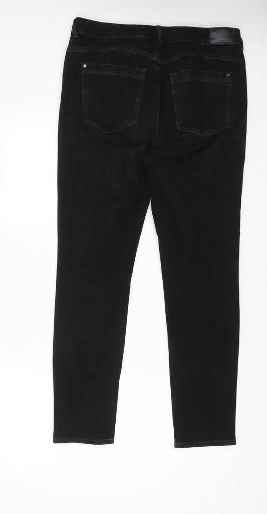 Marks and Spencer Womens Black Cotton Skinny Jeans Size 34 in L28 in Regular Zip - Pockets