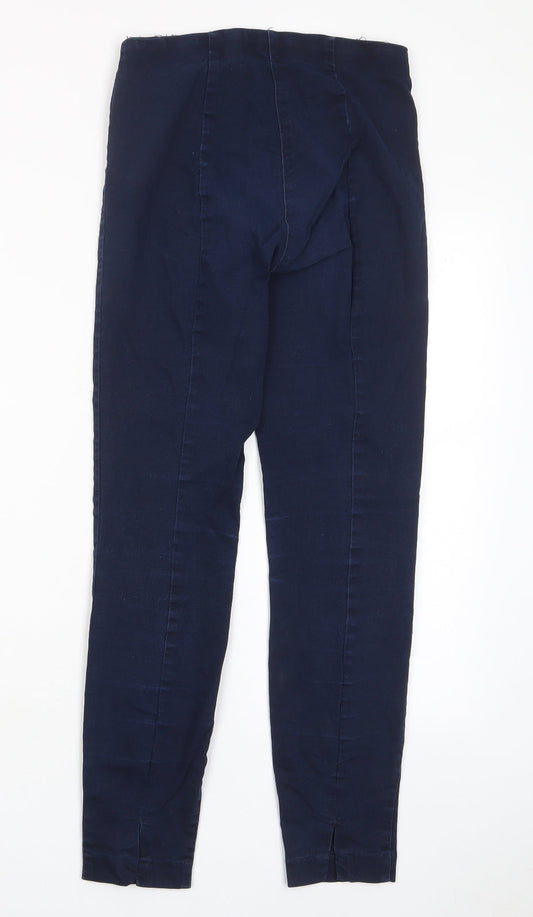 H&M Womens Blue Cotton Capri Trousers Size 6 L27 in Regular - Elasticated Waist