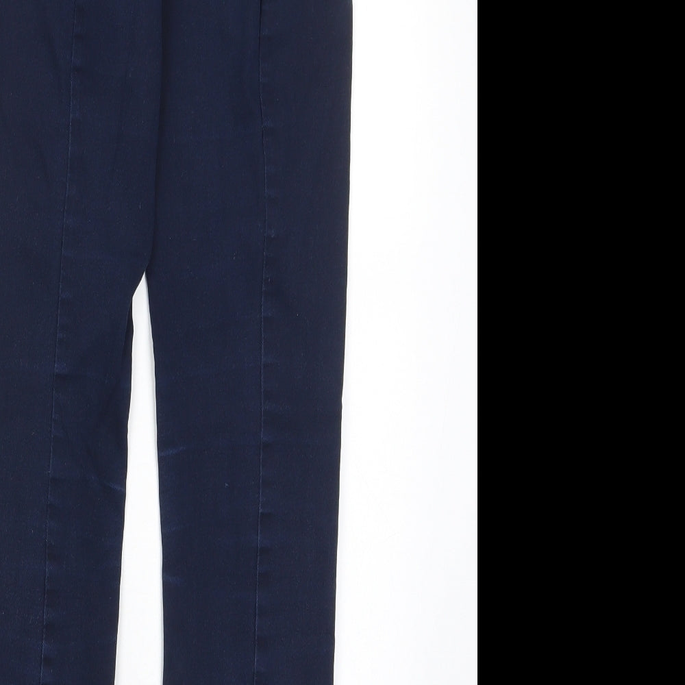 H&M Womens Blue Cotton Capri Trousers Size 6 L27 in Regular - Elasticated Waist