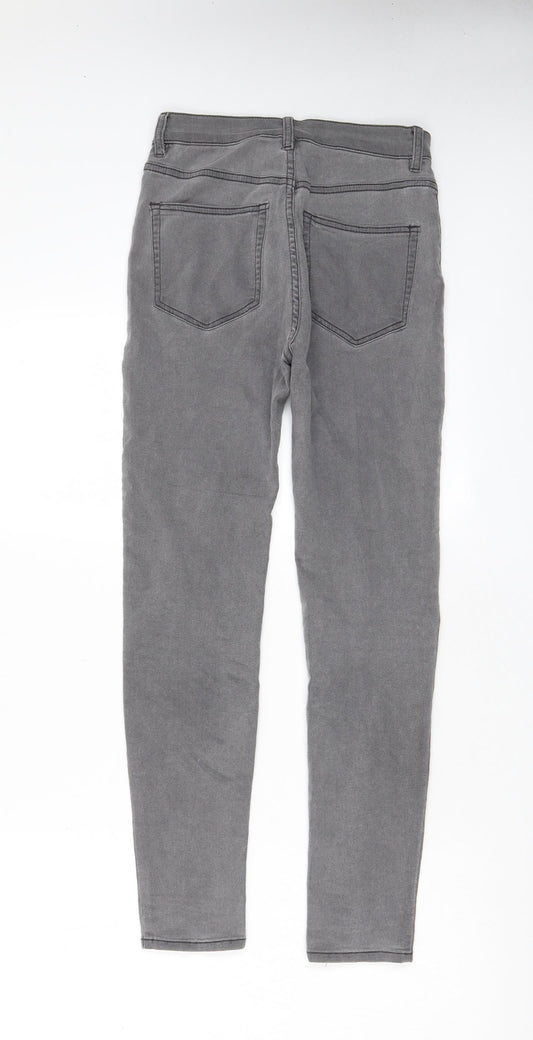 Pull&Bear Womens Grey Cotton Skinny Jeans Size 10 L26 in Regular Zip - Pockets