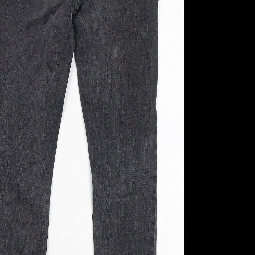 Marks and Spencer Womens Grey Cotton Skinny Jeans Size 12 L25 in Regular Zip