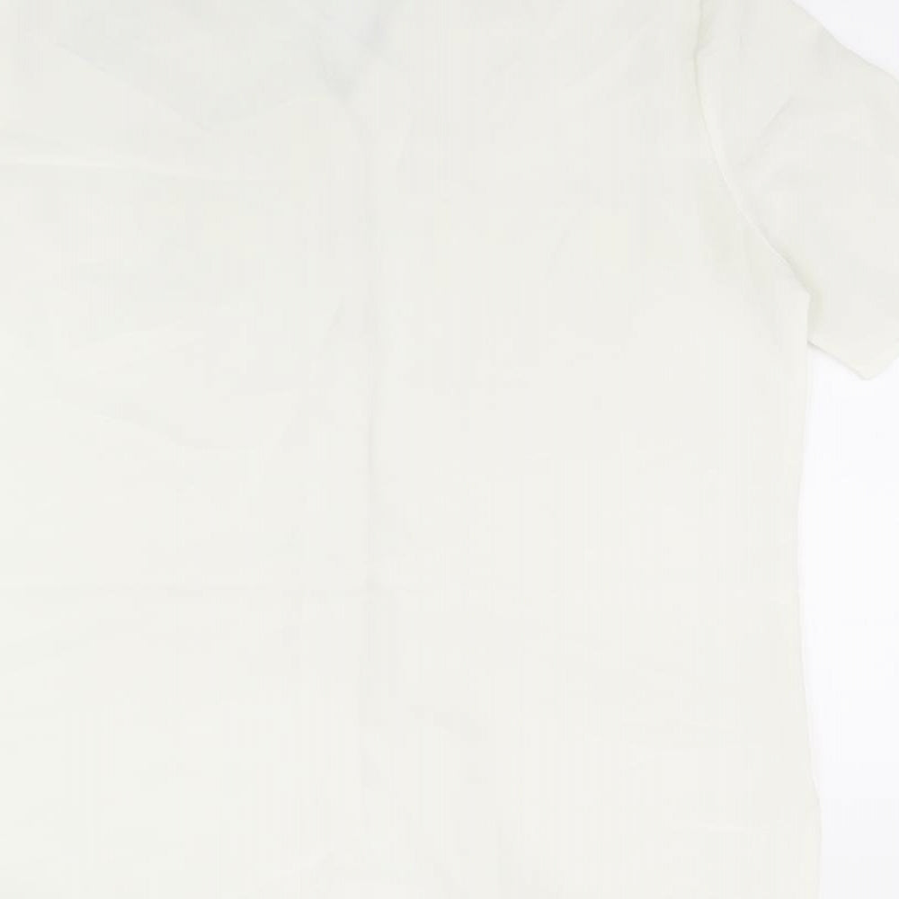 St Michael Womens White Polyester Basic Button-Up Size 10 Collared - Vintage