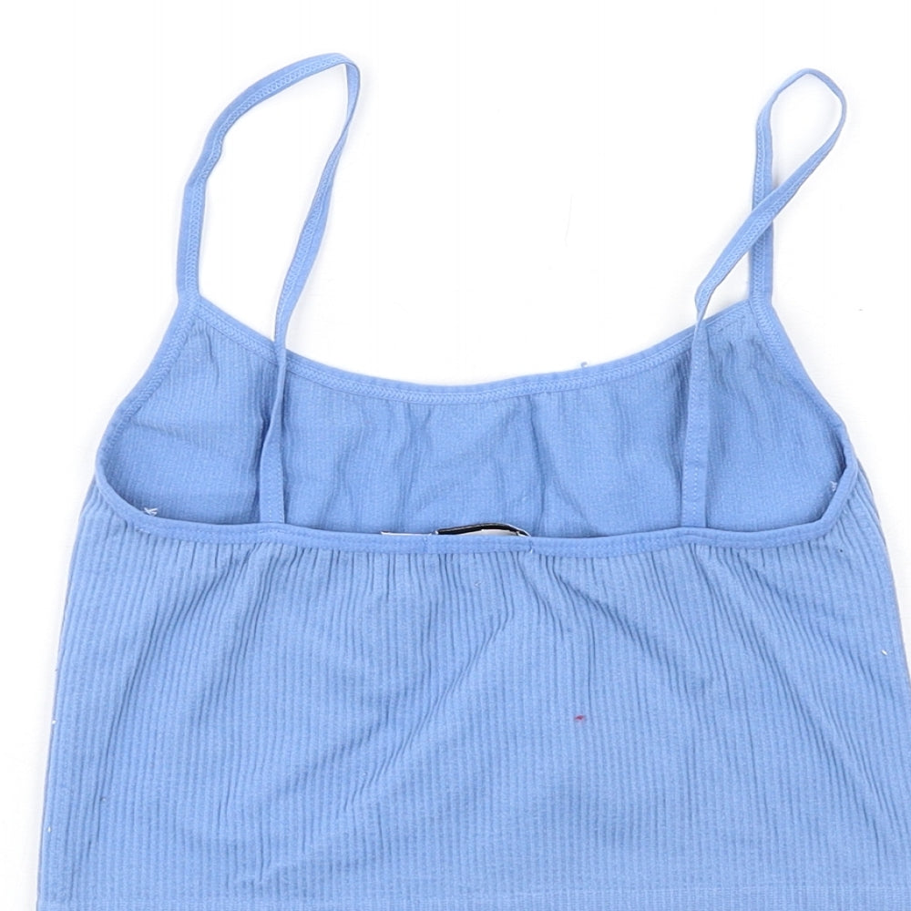 Stradivarius Womens Blue Polyamide Camisole Tank Size S Scoop Neck