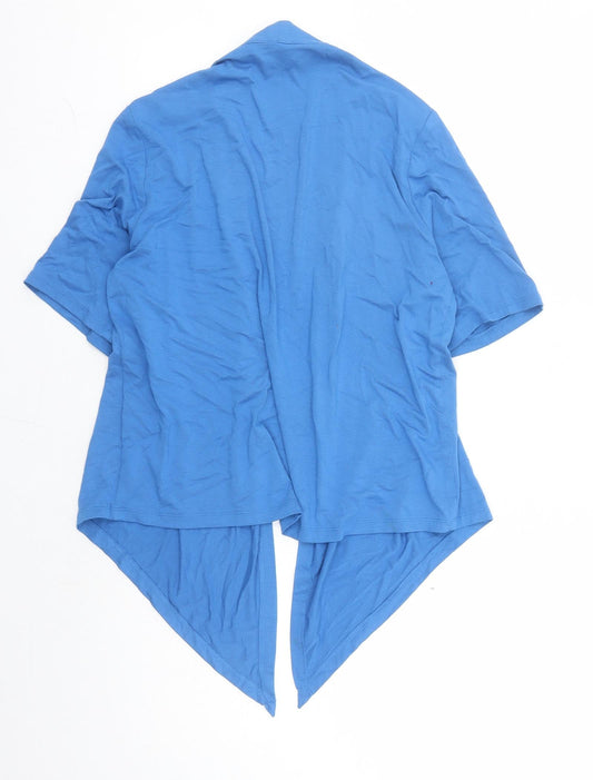 EWM Womens Blue Viscose Kimono T-Shirt Size 14 V-Neck - Waterfall Design