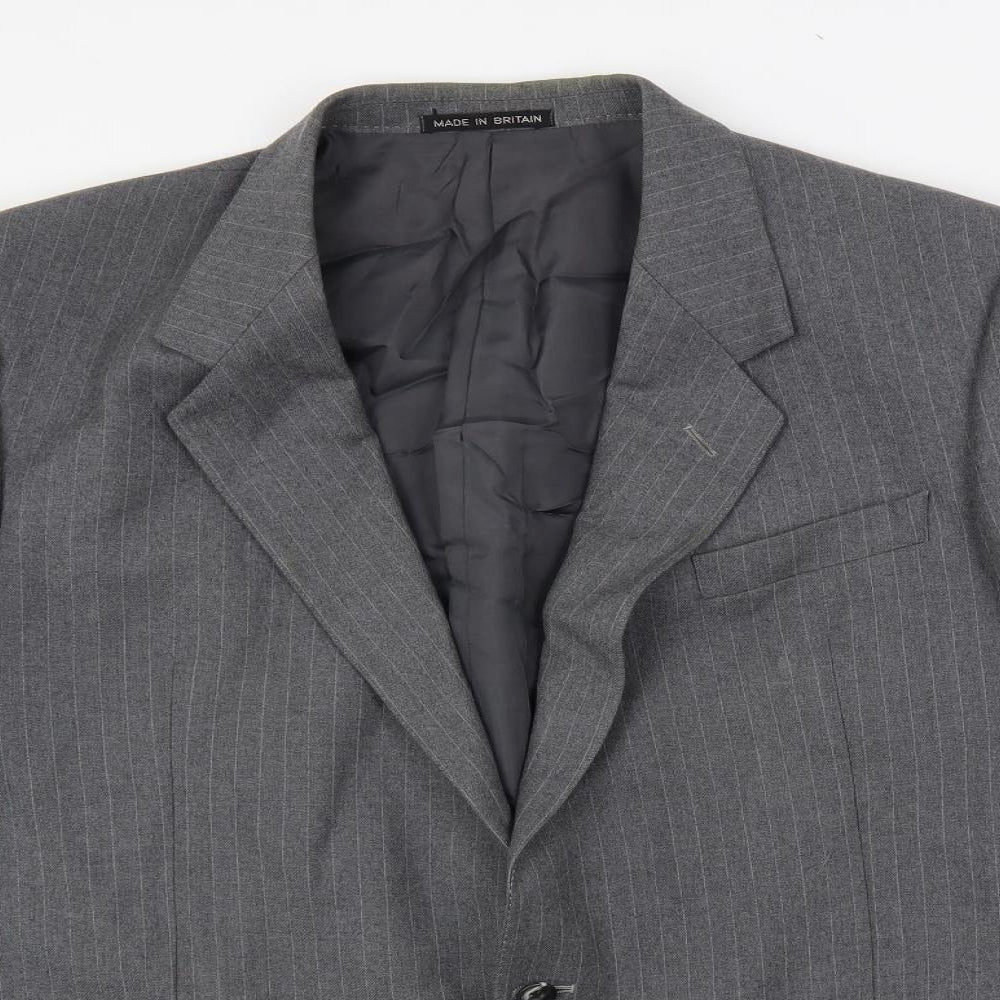 Dunn & Co Mens Grey Striped Wool Jacket Suit Jacket Size 46 Regular