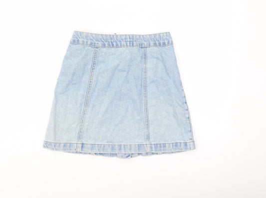 New Lok Girls Blue Cotton A-Line Skirt Size 12 Years Regular Button