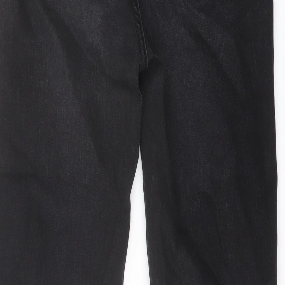 Marks and Spencer Womens Black Cotton Straight Jeans Size 10 L25 in Regular Button