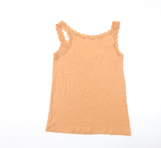 Gap Womens Orange Cotton Basic T-Shirt Size L V-Neck