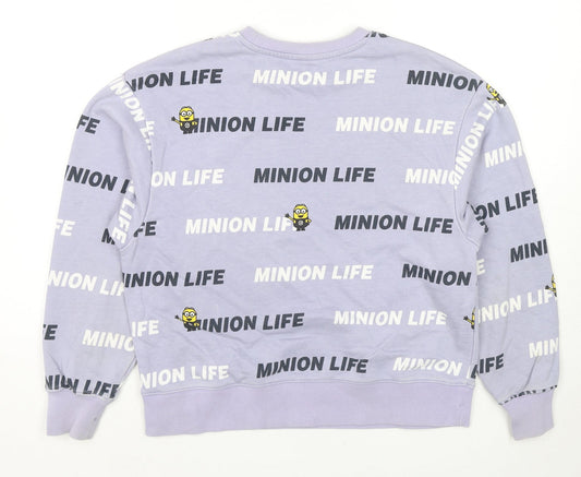 Minions Womens Purple Cotton Pullover Sweatshirt Size M Pullover - Despicable Me Minion Life
